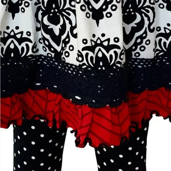 Damask & Polka Dot Ruffle Dress Set - Picture 8 of 9